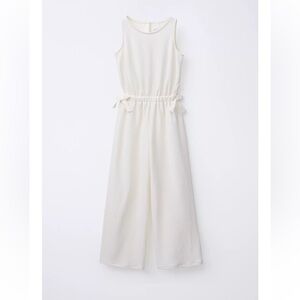 Zara Cream Sleeveless Textured Jumpsuit